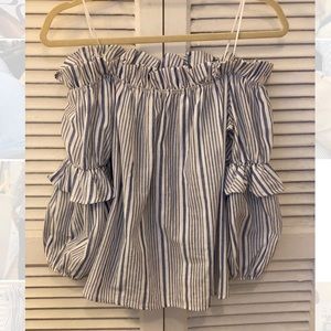 Police & Sebastian Off the Shoulder Striped Top